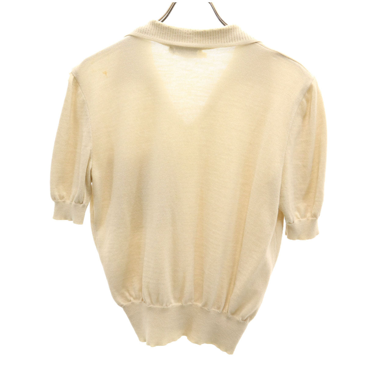Valentino Garavani ヴァレンティノガラヴァーニ イタリア製 ウール100% 半袖 オープンカラー セーター 38/4 ベージュ系 ニット レディース