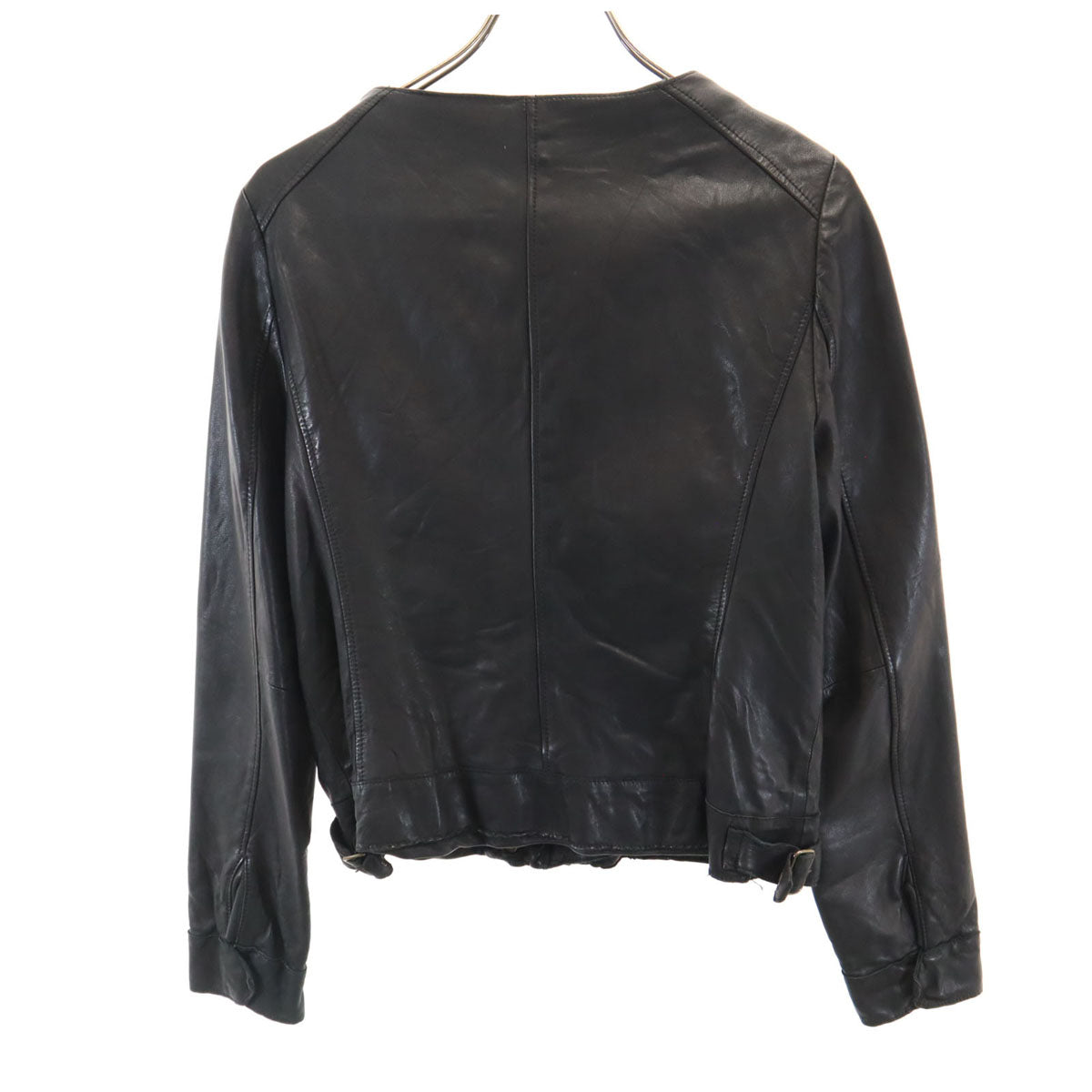 UNITED ARROWS ユナイテッドアローズ ノーカラー 羊革 レザージャケット 40 ブラック レディース