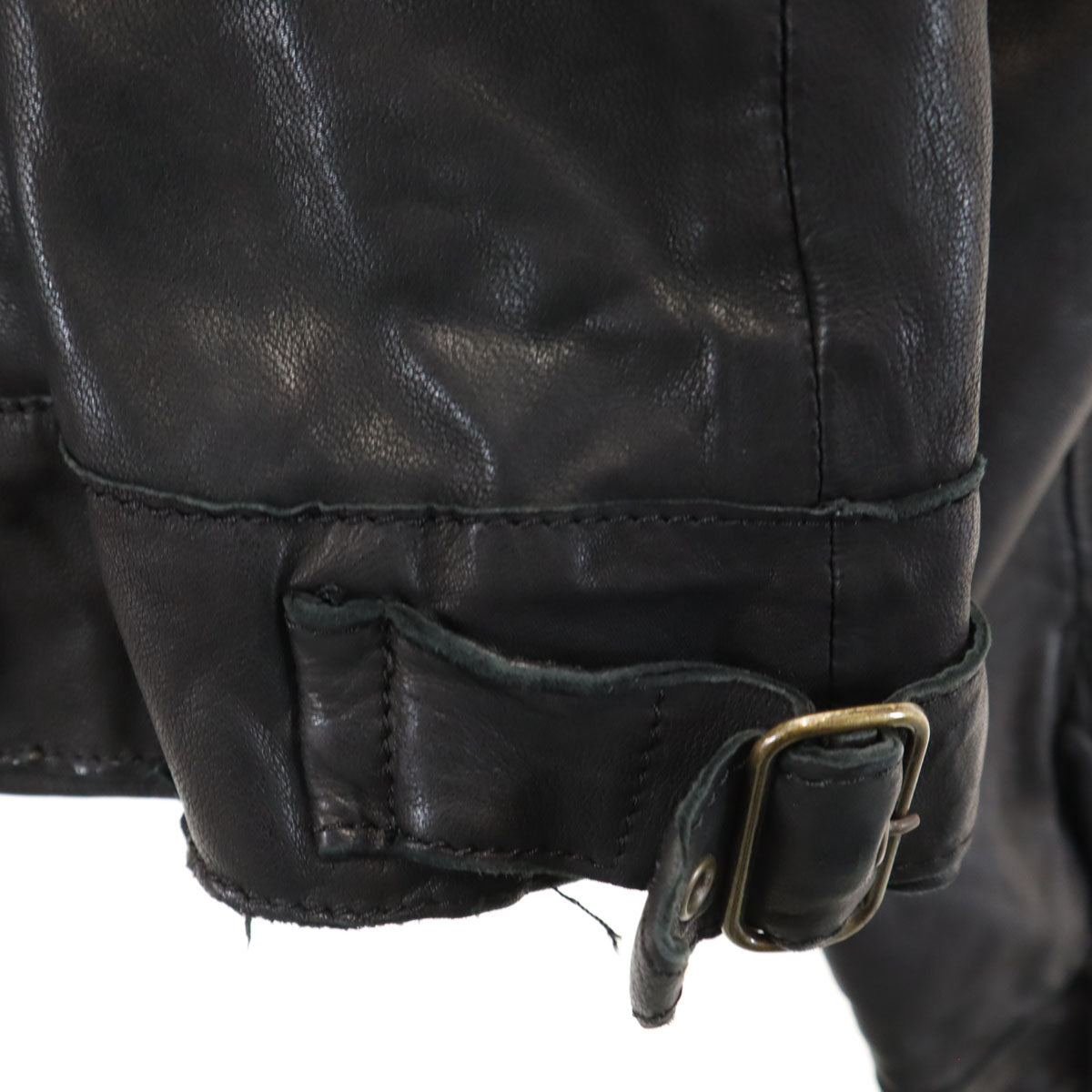 UNITED ARROWS ユナイテッドアローズ ノーカラー 羊革 レザージャケット 40 ブラック レディース