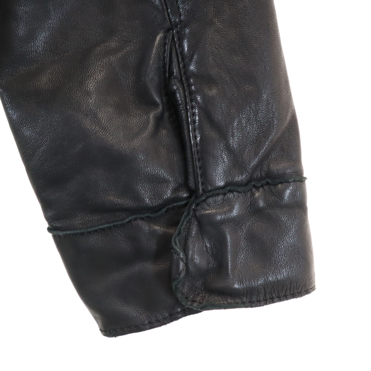 UNITED ARROWS ユナイテッドアローズ ノーカラー 羊革 レザージャケット 40 ブラック レディース