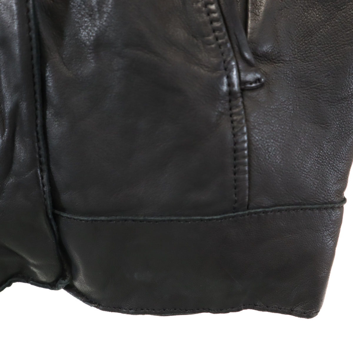 UNITED ARROWS ユナイテッドアローズ ノーカラー 羊革 レザージャケット 40 ブラック レディース