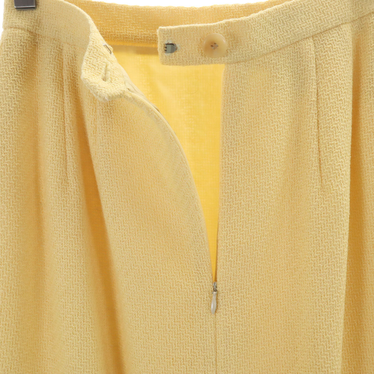 Aquascutum アクアスキュータム ウールブレンド 日本製 スカートスーツ 上下 セットアップ 9 イエロー レディース