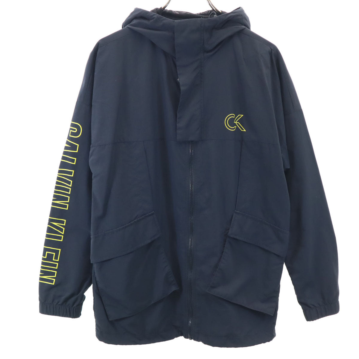 CK CALVIN KLEIN シーケーカルバンクライン ナイロンジャケット S チャコールブラック 裏メッシュ メンズ