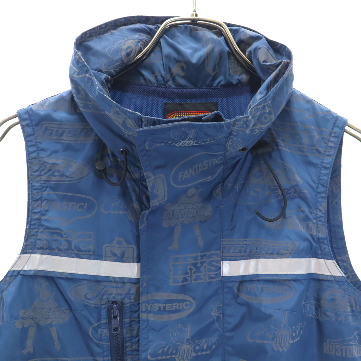 HYSTERICS ヒステリックス 総柄 ノースリーブ ナイロン ベスト 上下 セットアップ free ブルー NP10113 ON61215 アウトドア メンズ