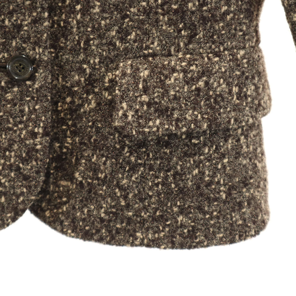 ユーバイウンガロ 日本製 ショールカラー ツイード ジャケット 36 ブラウン系 U by ungaro レディース