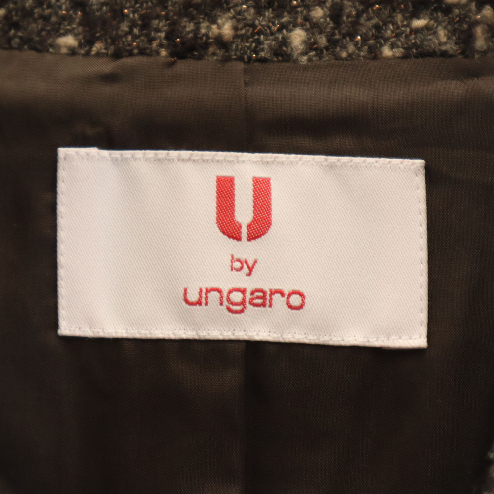 ユーバイウンガロ 日本製 ショールカラー ツイード ジャケット 36 ブラウン系 U by ungaro レディース