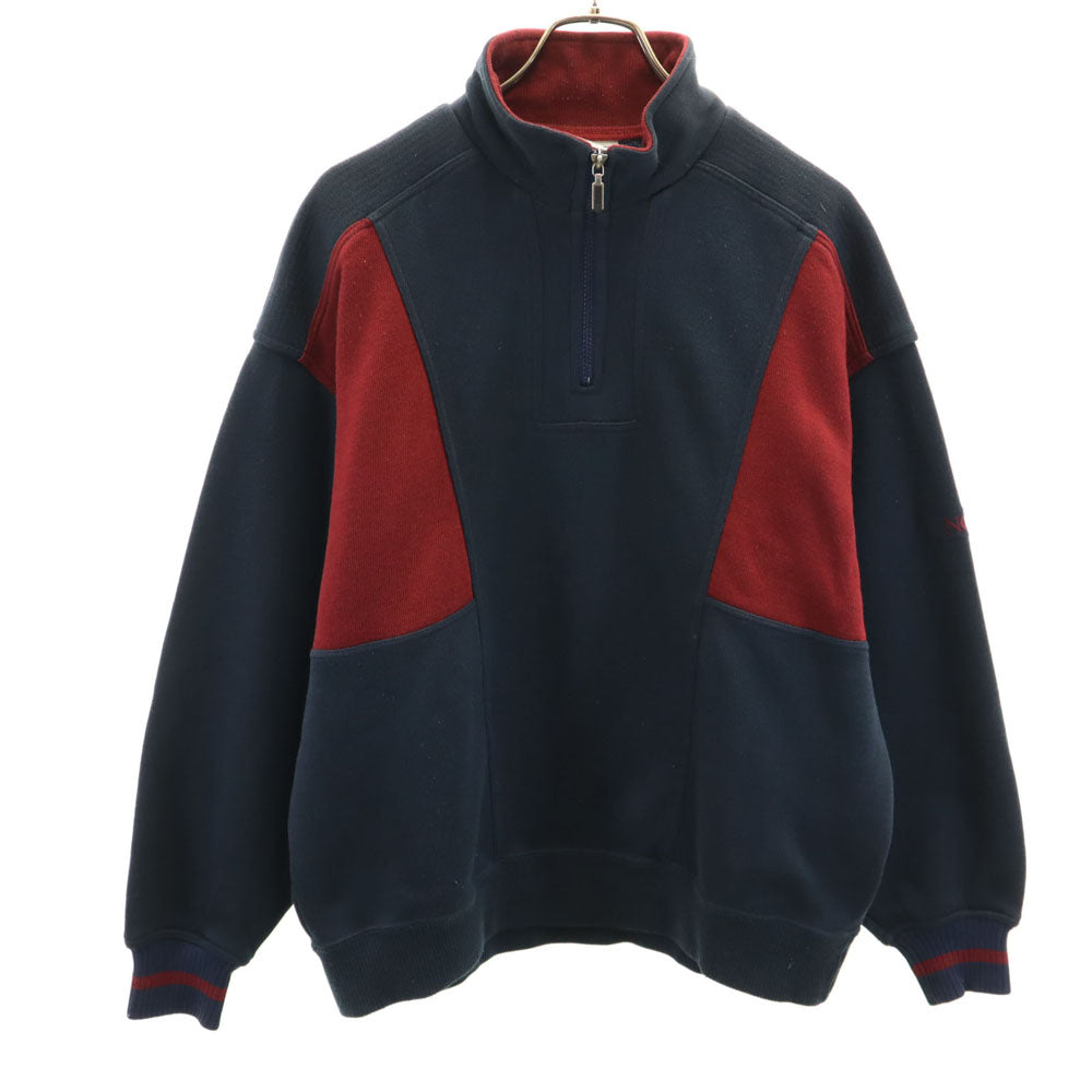 NCAA 長袖 ハーフジップ スウェット L ネイビー系 NCAA プルオーバー メンズ