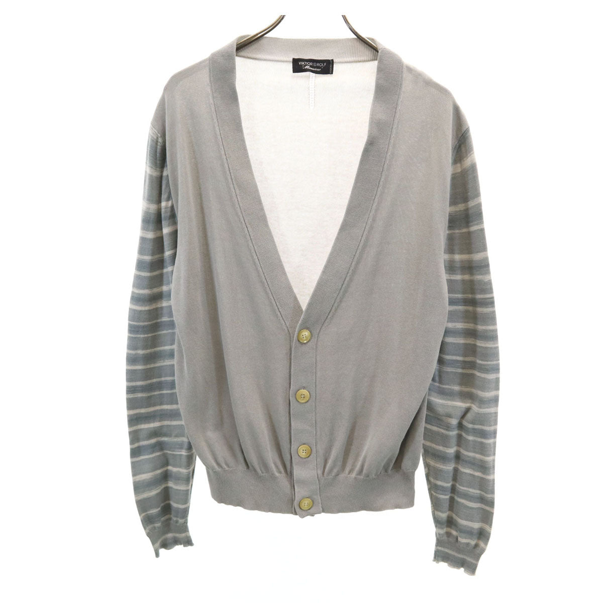 VIKTOR&ROLF ヴィクターアンドロルフ イタリア製 長袖 コットンニット Vネック カーディガン M グレー系 メンズ