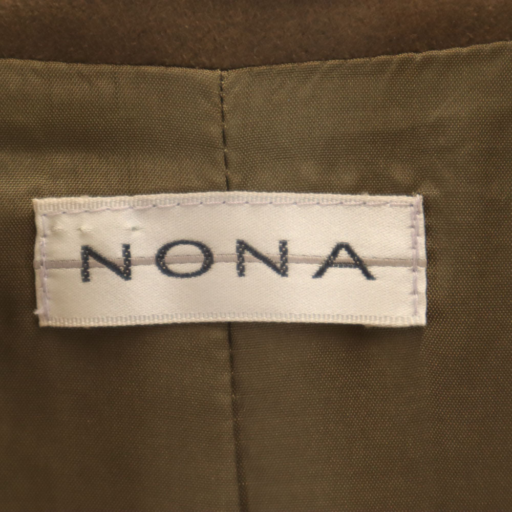 ノナ 日本製 ニット切替 フェイク スエードレザージャケット 13 ブラウン レディース