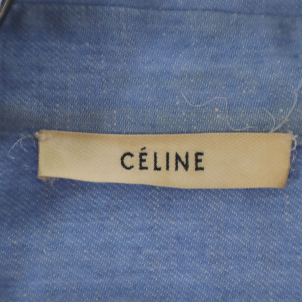CELINE セリーヌ 長袖 ツートンカラー デニムシャツ 36 ライトブルー レディース