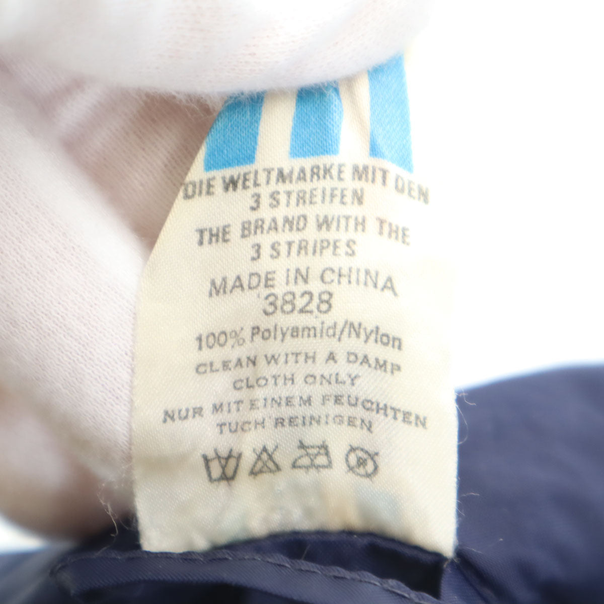 adidas アディダス 80s ヴィンテージ 万国旗タグ トレフォイルロゴ ナイロンジャケット 40 ネイビー フード付き メンズ