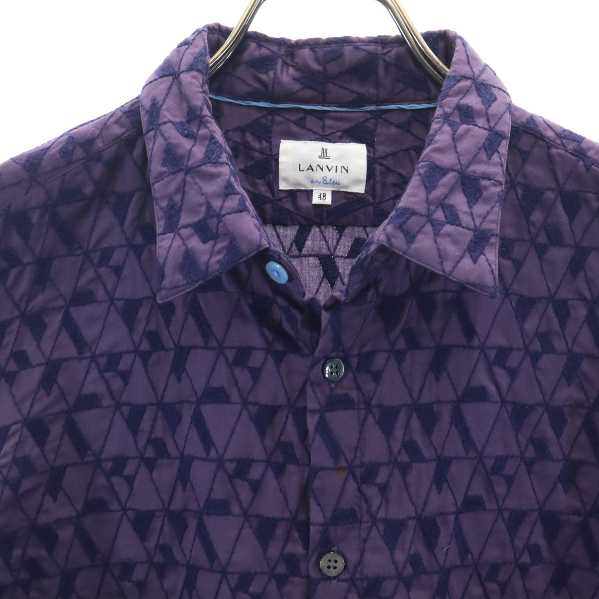 LANVIN en Bleu ランバンオンブルー 日本製 総柄 長袖 シャツ 48 パープル メンズ
