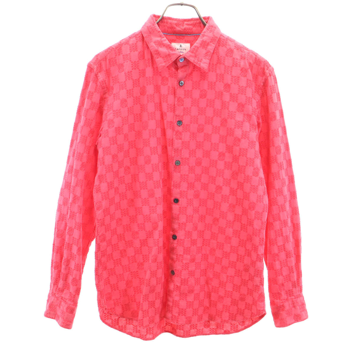 LANVIN en Bleu ランバンオンブルー 日本製 総柄 長袖 シャツ 48 レッド メンズ