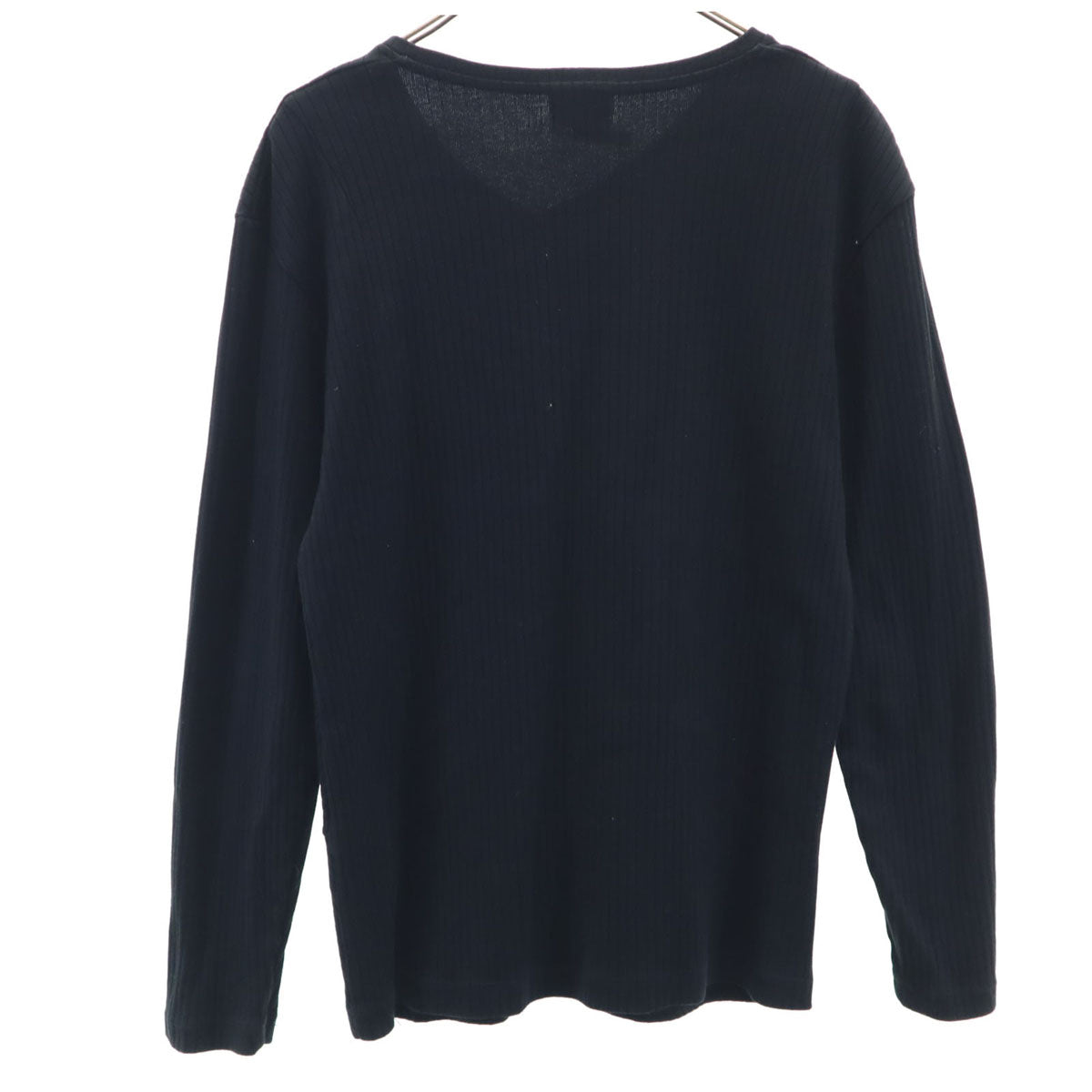 LANVIN en Bleu ランバンオンブルー 日本製 長袖 Vネック カットソー 50 ブラック メンズ