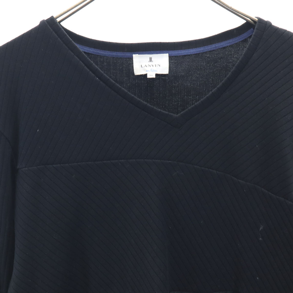 LANVIN en Bleu ランバンオンブルー 日本製 長袖 Vネック カットソー 50 ブラック メンズ