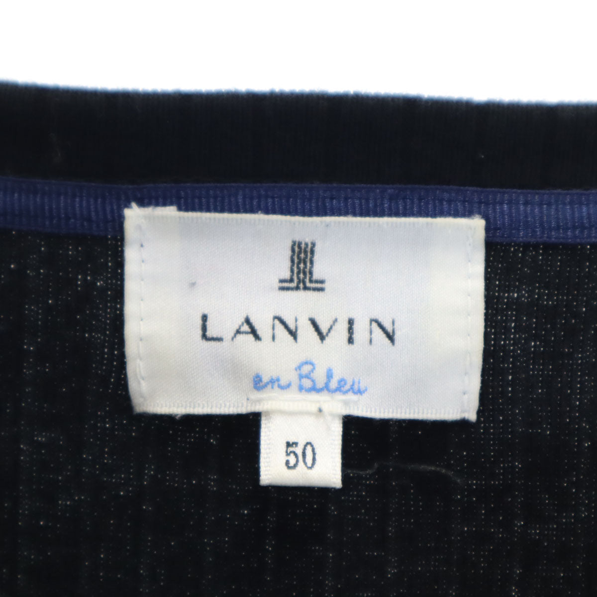 LANVIN en Bleu ランバンオンブルー 日本製 長袖 Vネック カットソー 50 ブラック メンズ