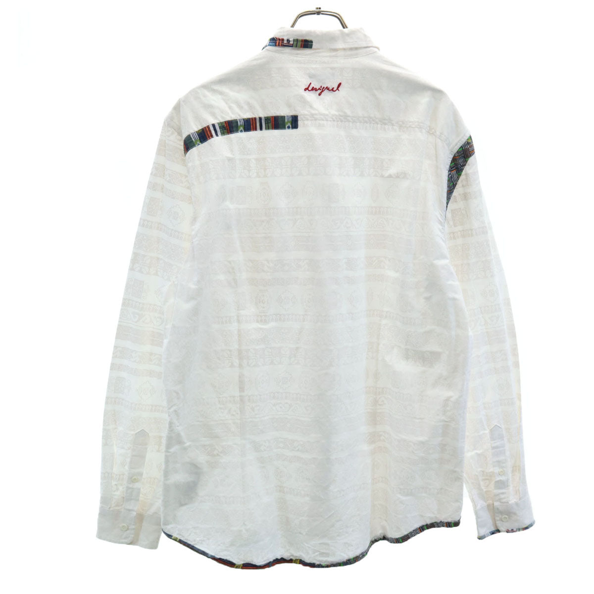 Desigual デジグアル 総柄 長袖 コットンシャツ XXL ホワイト メンズ