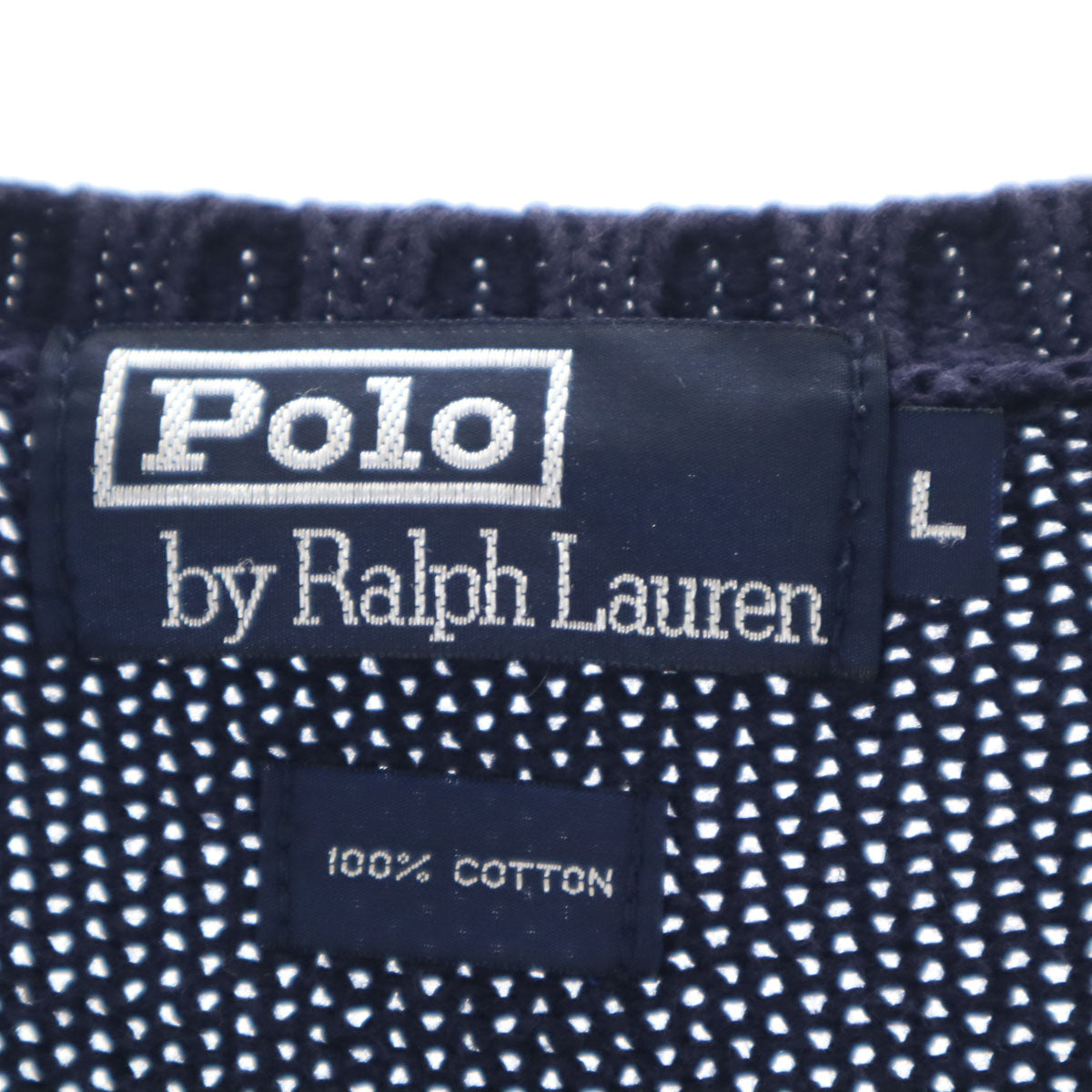 Polo by Ralph Lauren ポロバイラルフローレン 90s オールド 長袖 Vネック ニット L ネイビー メンズ