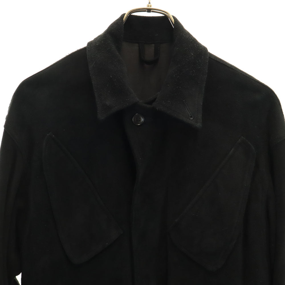 コモリ 日本製 スエードレザー ミリタリージャケット 1 ブラック COMOLI 鹿革 メンズ