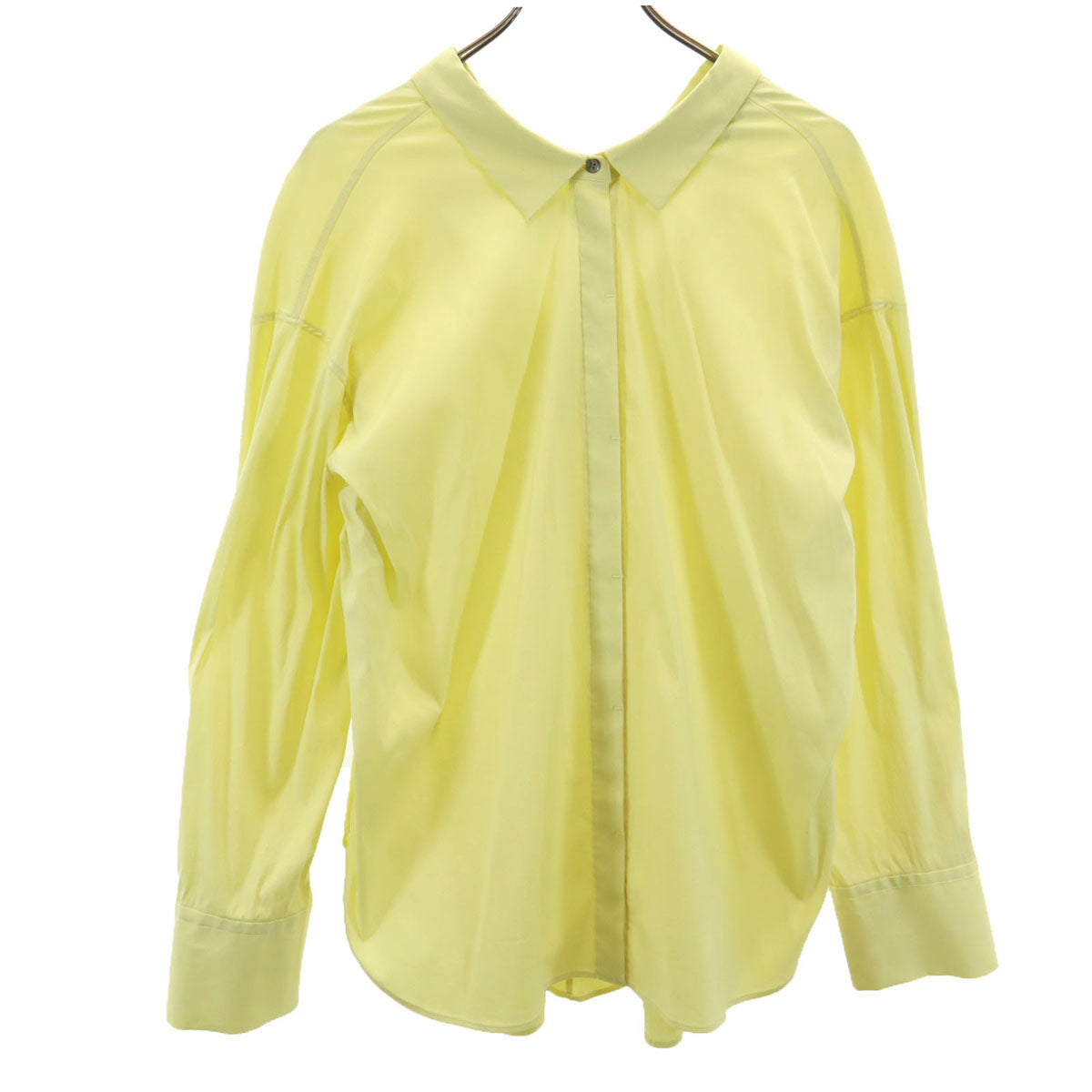 イーハトーブ 日本製 長袖 ストレッチ シャツ FREE イエロー系 比翼 レディース