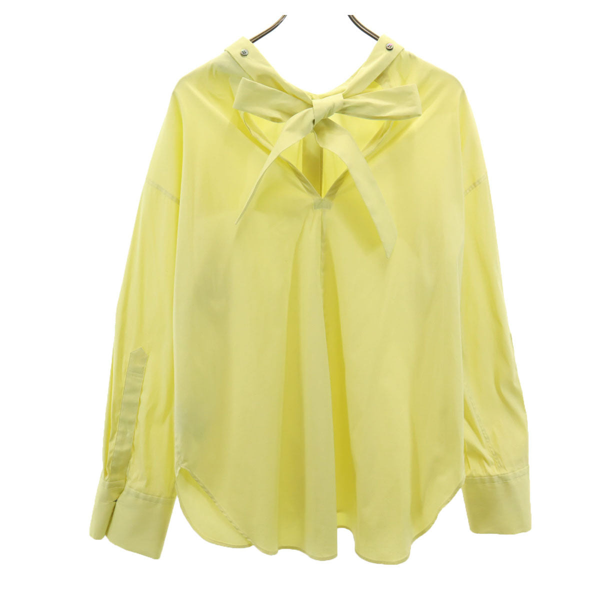 イーハトーブ 日本製 長袖 ストレッチ シャツ FREE イエロー系 比翼 レディース