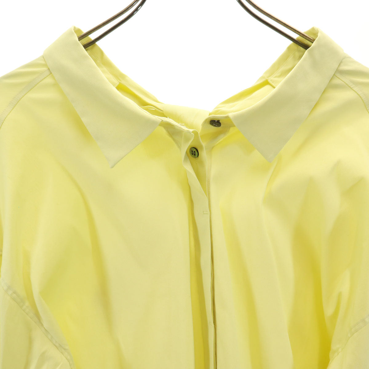 イーハトーブ 日本製 長袖 ストレッチ シャツ FREE イエロー系 比翼 レディース