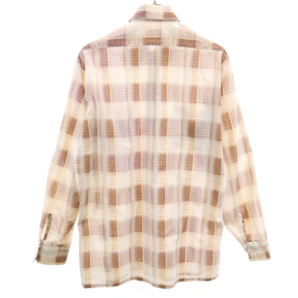 MONTGOMERY by Tibbett モンゴメリー 70s ヴィンテージ チェック柄 長袖 シャツ M ホワイト メンズ