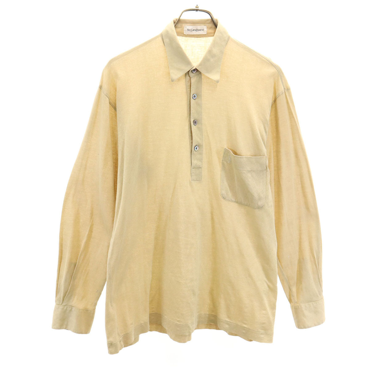 YVES SAINT LAURENT イヴサンローラン 90s オールド 長袖 ポロシャツ L ベージュ メンズ