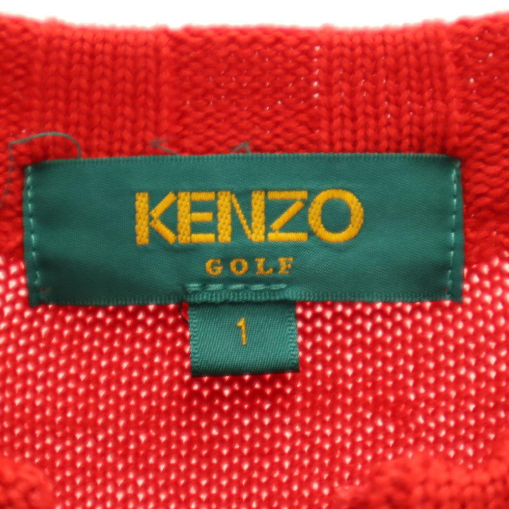 KENZO GOLF ケンゾーゴルフ 90s 日本製 オールド ニットジャケット 1 レッド レディース