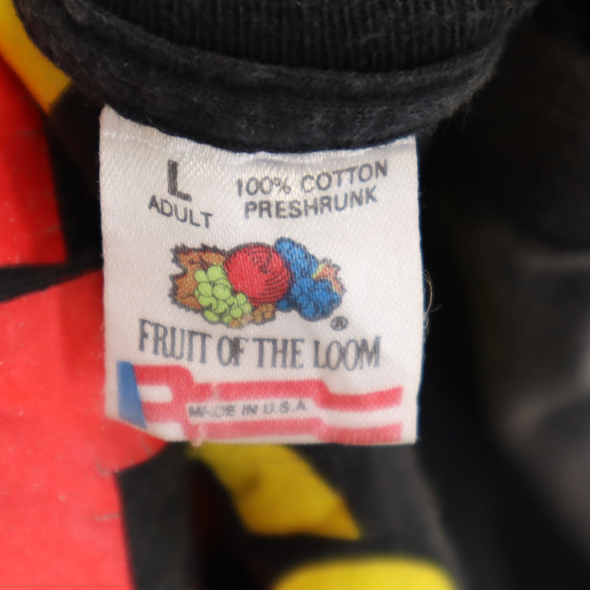FRUIT OF THE LOOM フルーツオブザルーム 90s オールド USA製 企業モノ 半袖 シングルステッチ Tシャツ L ブラック 航空会社 メンズ