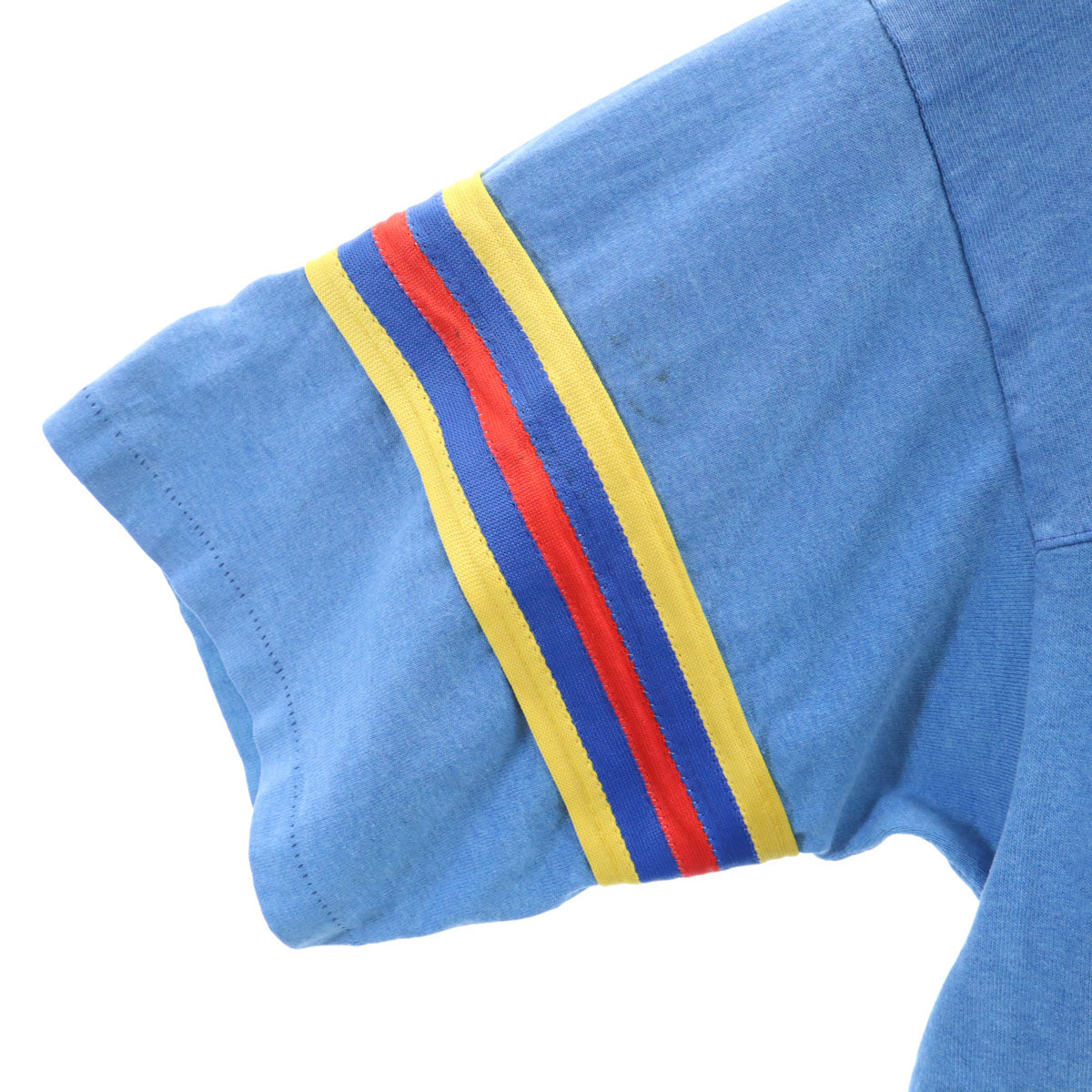 80s ヴィンテージ USA製 半袖 Vネック Tシャツ L ブルー シングルステッチ メンズ