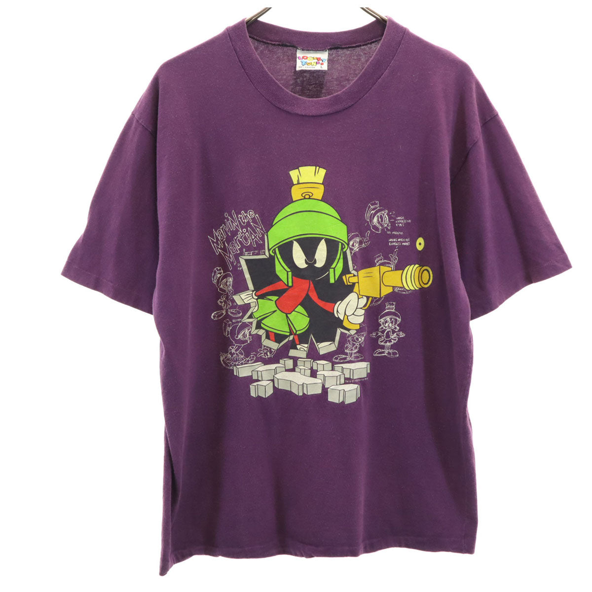 LOONEY TUNES ルーニーテューンズ 90s オールド オーストラリア製 マービンザマーシャン 半袖 シングルステッチ Tシャツ L パープル ワーナーブラザーズ メンズ