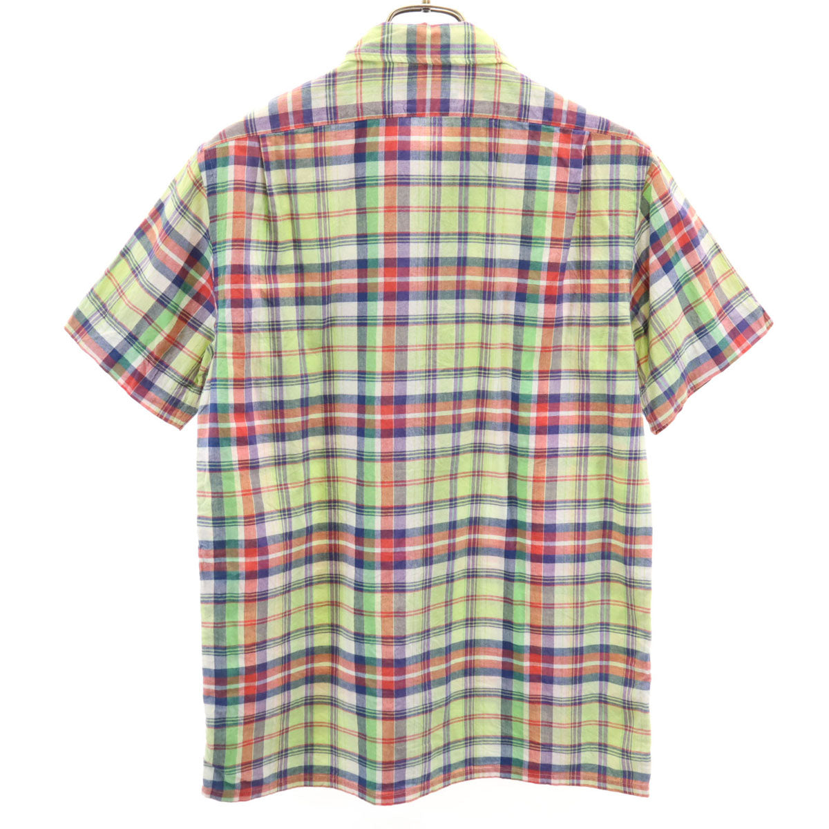 Polo by Ralph Lauren ポロバイラルフローレン 開襟 オープンカラー チェック柄 半袖 ボックスシルエット コットンシャツ S メンズ