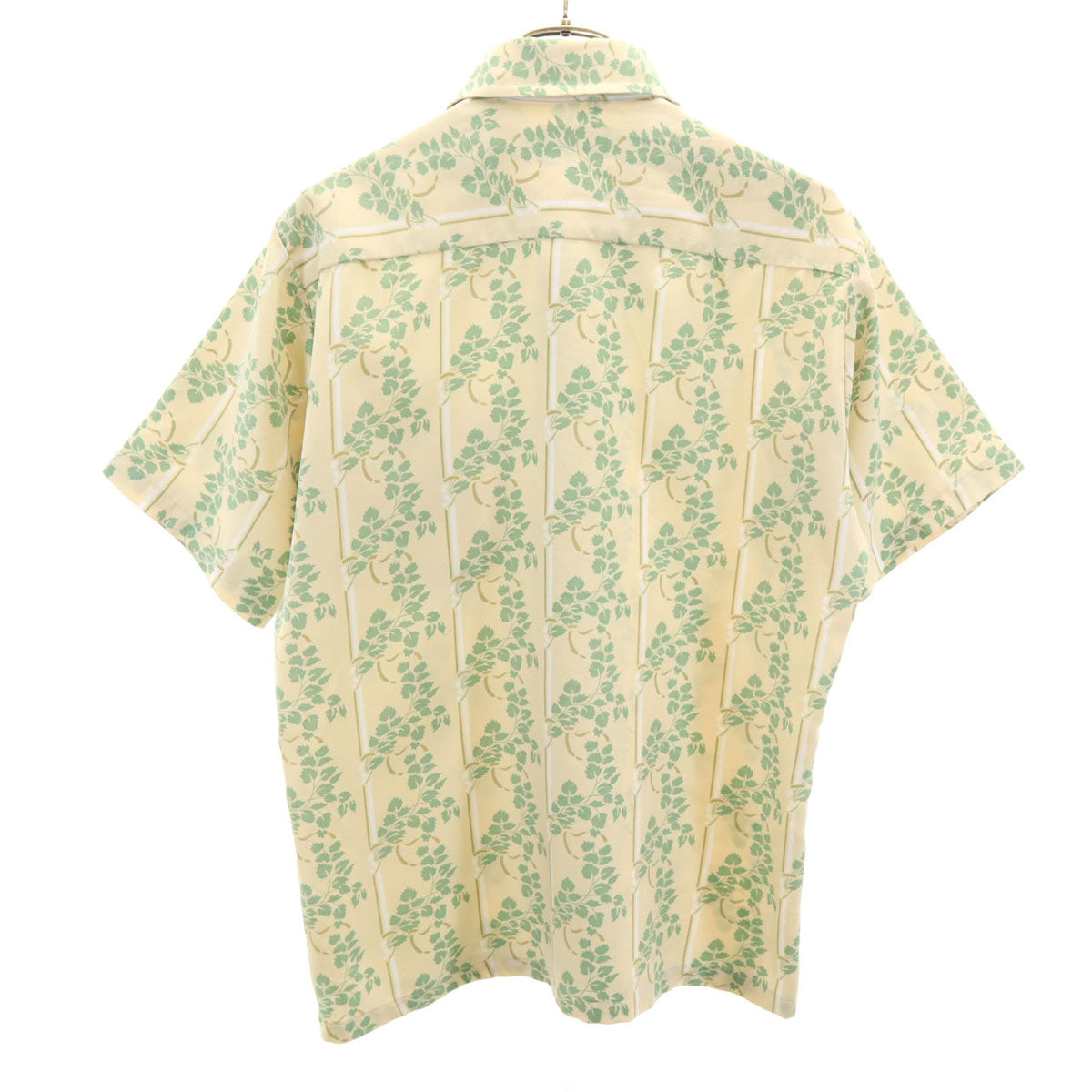 TOWNCRAFT タウンクラフト 70s ヴィンテージ 衿芯 総柄 半袖 ボックスシルエット シャツ M ベージュ×グリーン メンズ