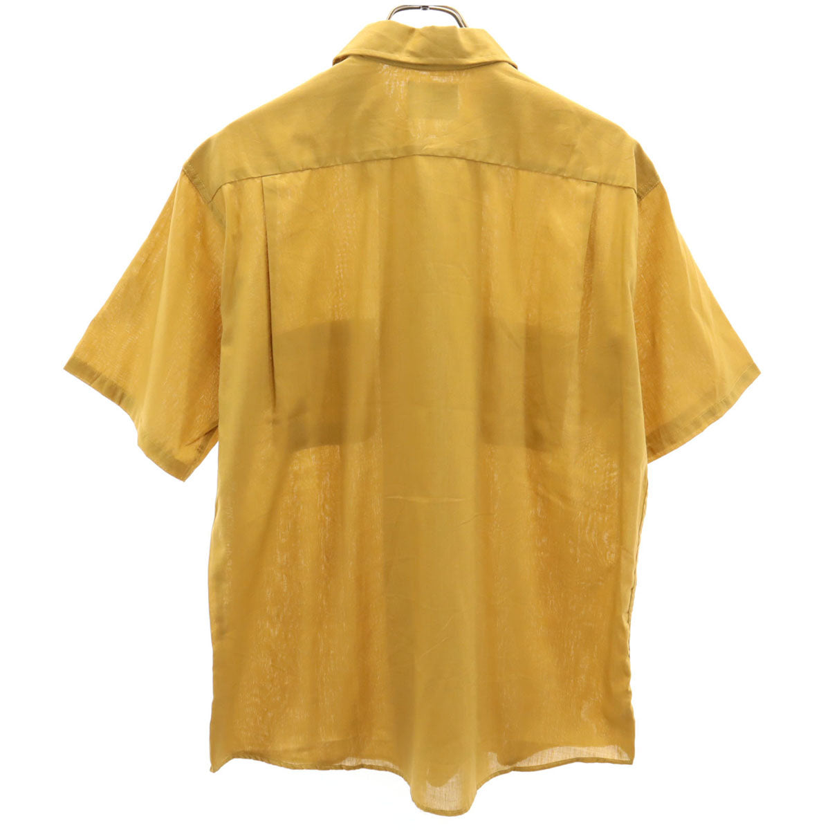 70s ヴィンテージ USA製 半袖 ボックスシルエット コットンシャツ L イエロー メンズ