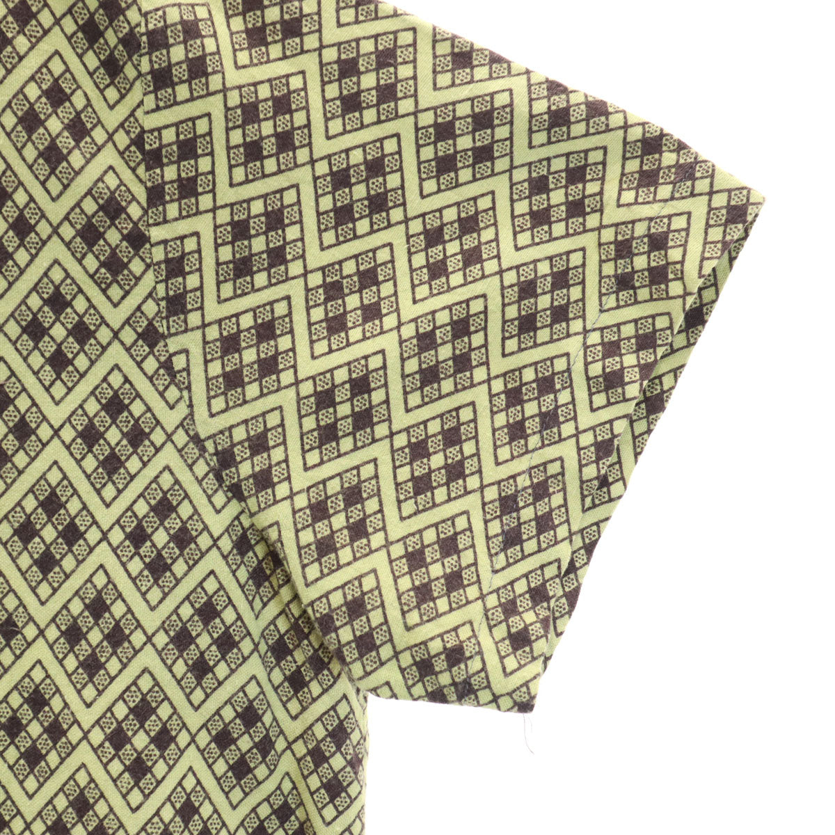 VINTAGE ヴィンテージ 70s ユーロ アーガイル柄 半袖 オープンカラー シャツ ライトグリーン メンズ