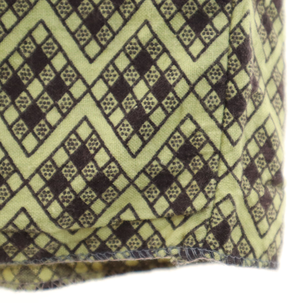 VINTAGE ヴィンテージ 70s ユーロ アーガイル柄 半袖 オープンカラー シャツ ライトグリーン メンズ