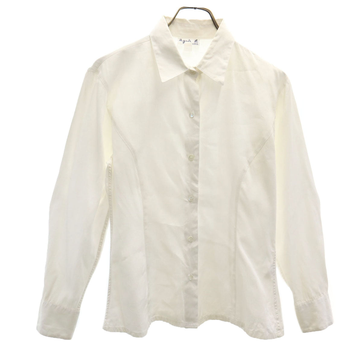 agnes b. アニエスベー 日本製 長袖 コットンシャツ ホワイト レディース
