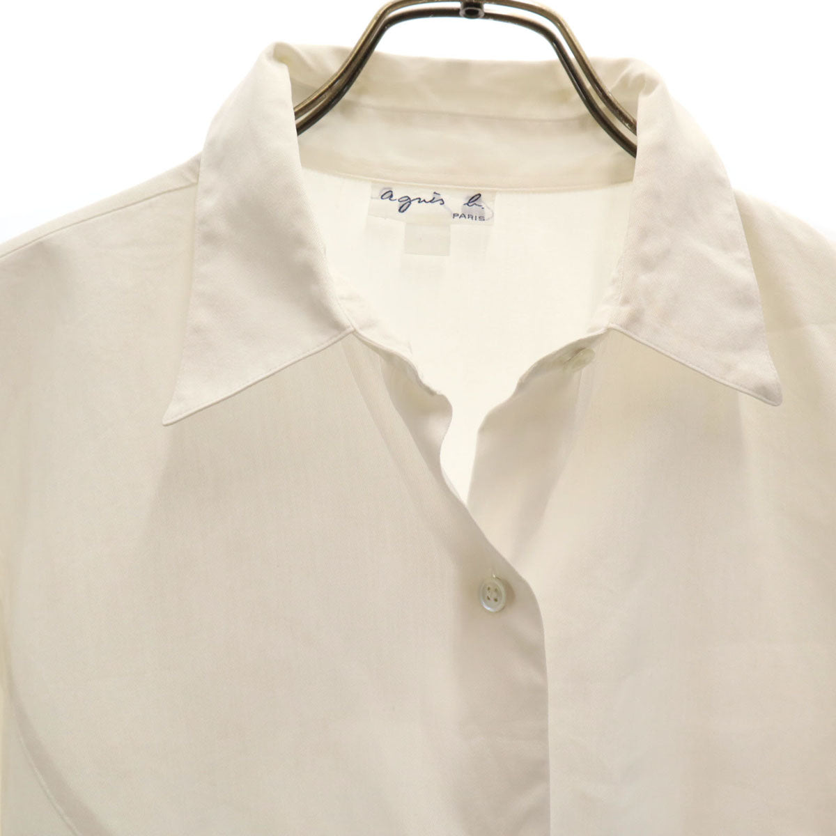 agnes b. アニエスベー 日本製 長袖 コットンシャツ ホワイト レディース