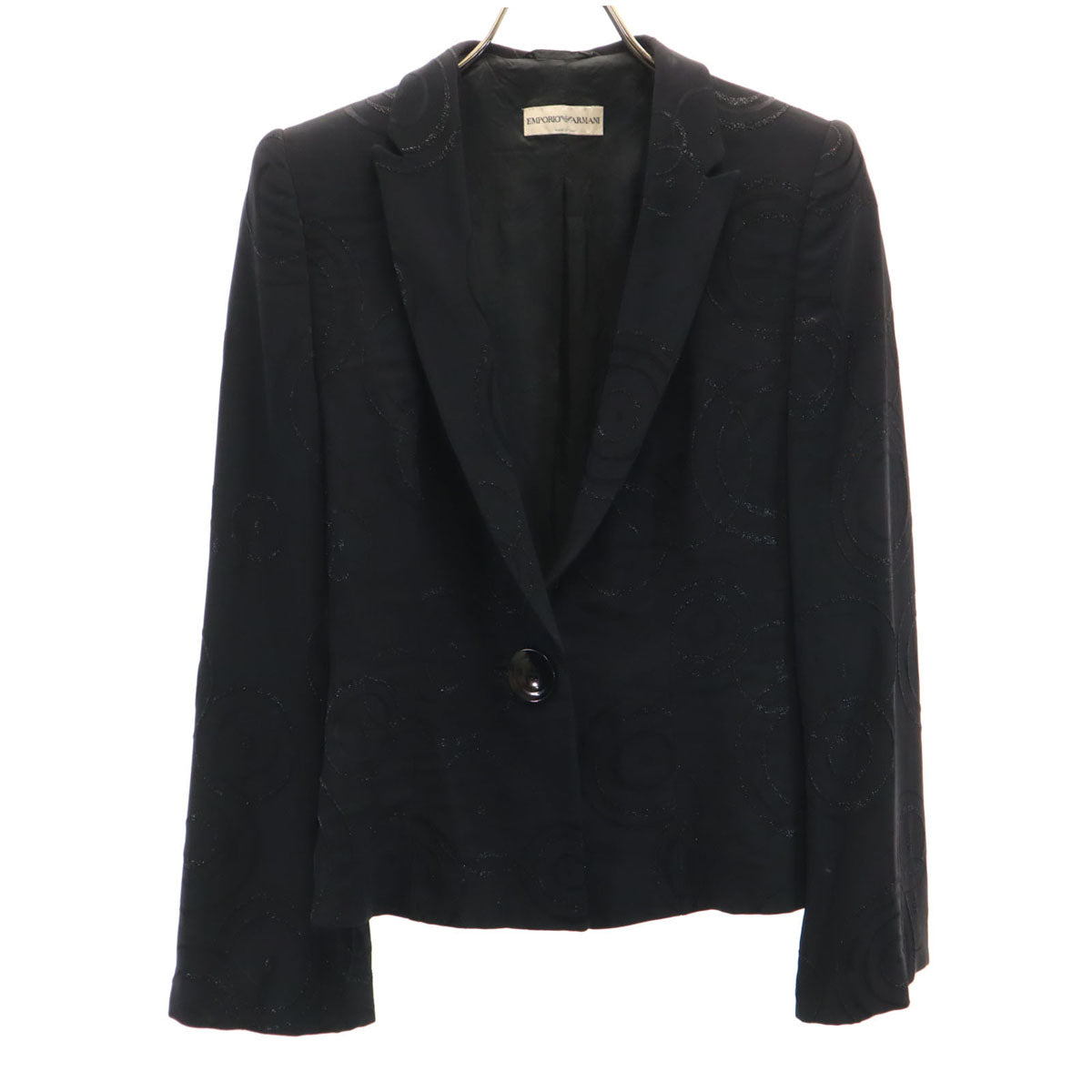 Emporio Armani エンポリオアルマーニ イタリア製 サークル柄 テーラードジャケット 40 ブラック レディース