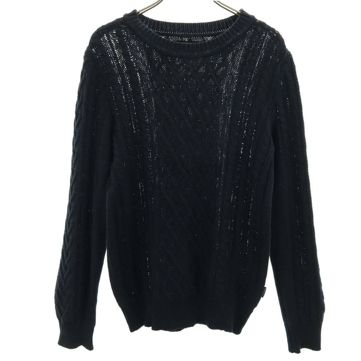 1piu1uguale3 RELAX ウノピゥウノウグァーレトレ リラックス 長袖 アラン ニット S ブラック セーター メンズ