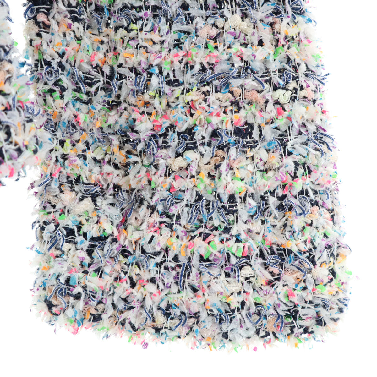 COOHEM コーヘン 日本製 ヨネトミツイード ノーカラージャケット 36 マルチ レディース