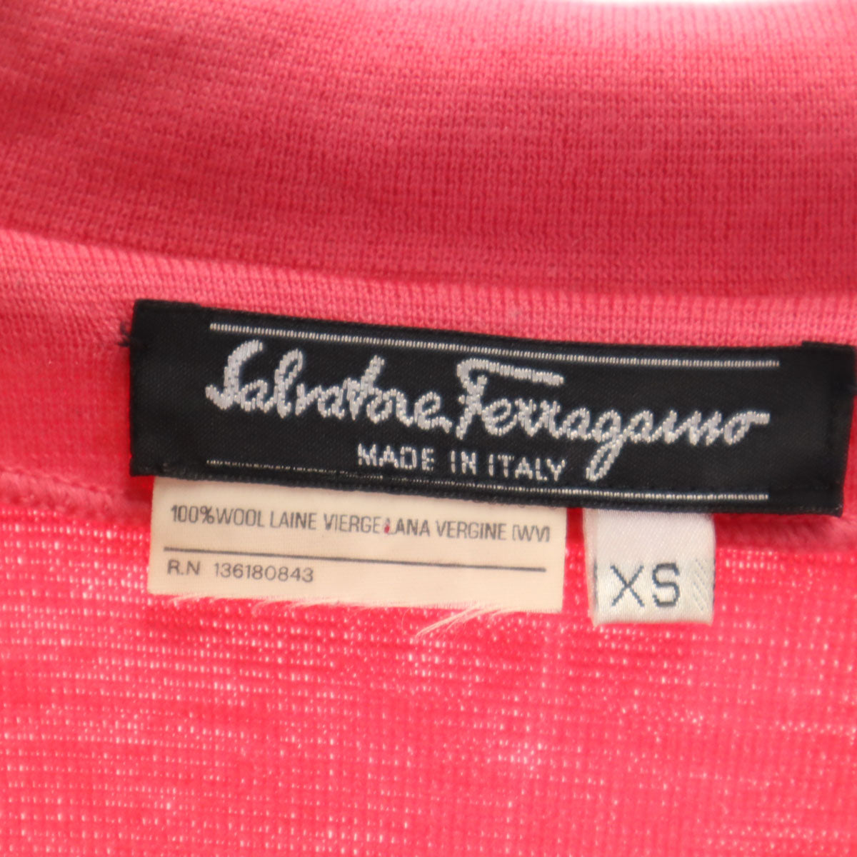 SalvatoreFerragamo サルバトーレフェラガモ イタリア製 ウールブレンド 長袖 カーディガン XS ピンク レディース