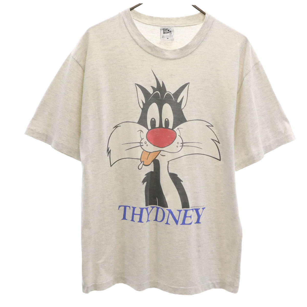 90s オールド オーストラリア製 シルベスターキャット 半袖 シングルステッチ Tシャツ M グレー ルーニーテューンズ ワーナーブラザーズ メンズ