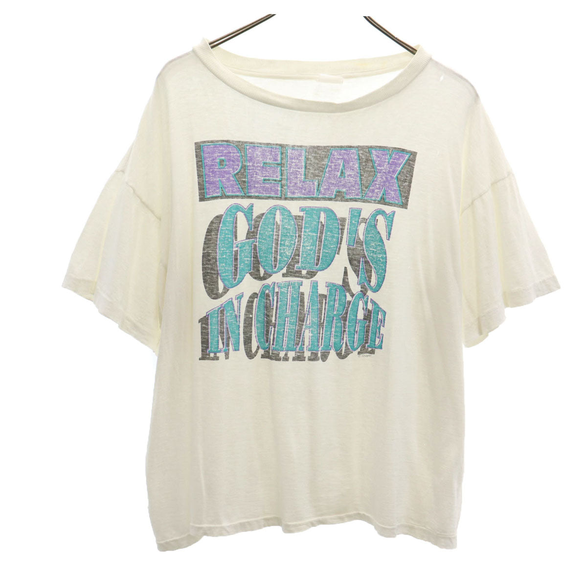 OLD オールド 80s 90s 半袖 シングルステッチ プリントロゴ Tシャツ ホワイト メンズ