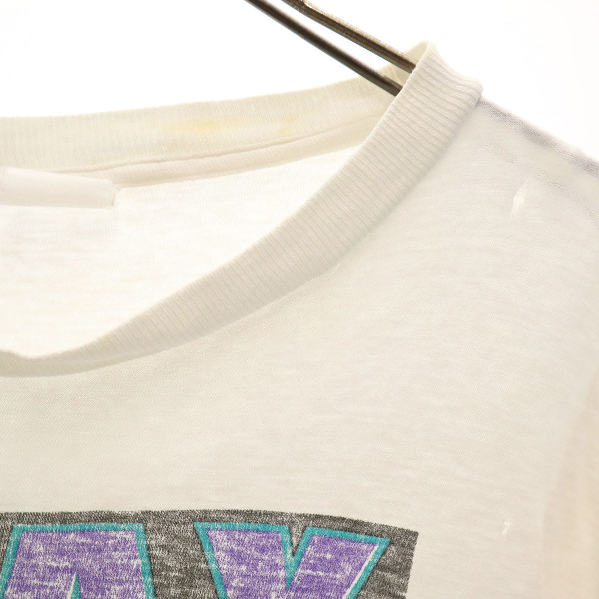 OLD オールド 80s 90s 半袖 シングルステッチ プリントロゴ Tシャツ ホワイト メンズ
