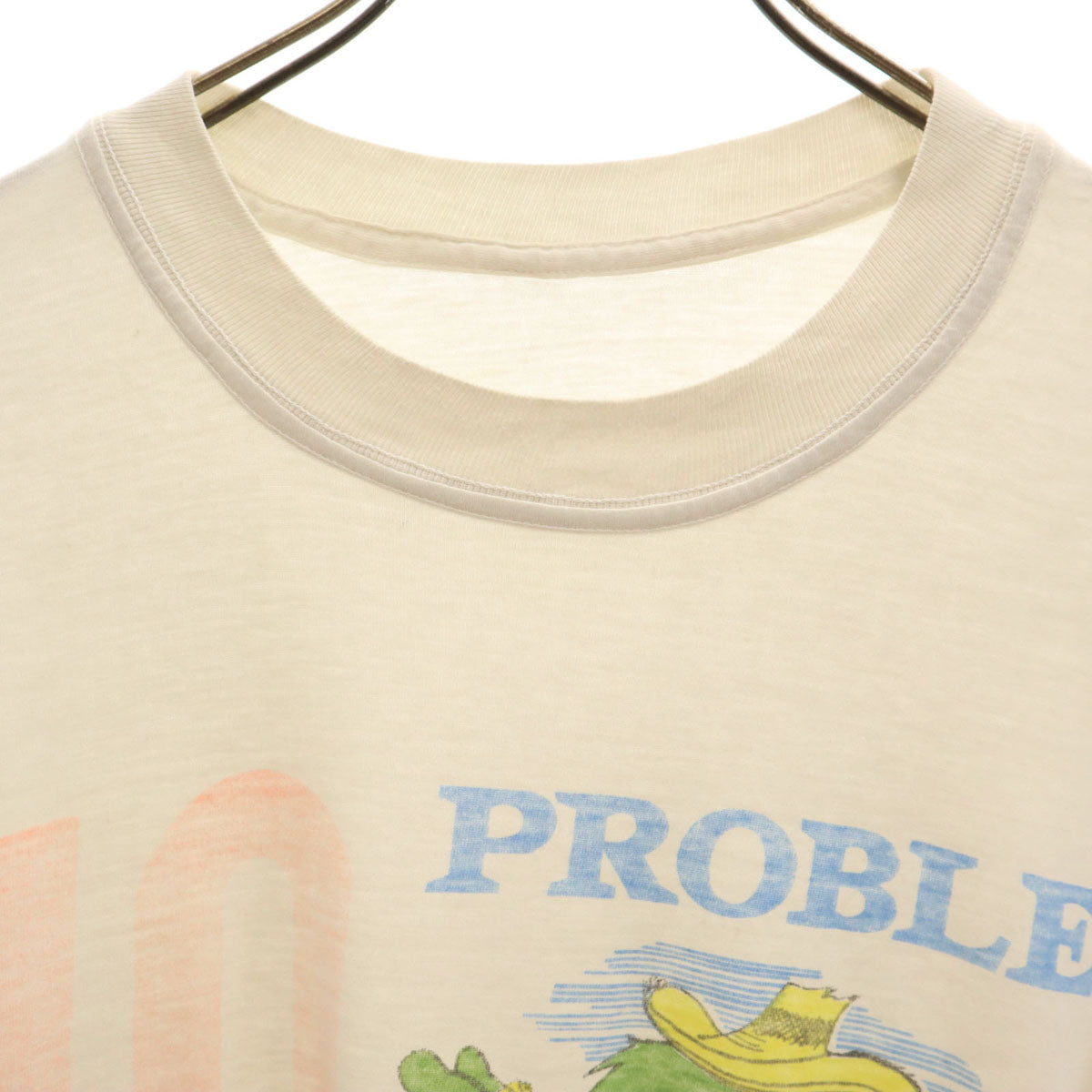 OLD オールド 90s オウム 半袖 シングルステッチ 染み込みプリント Tシャツ ホワイト メンズ