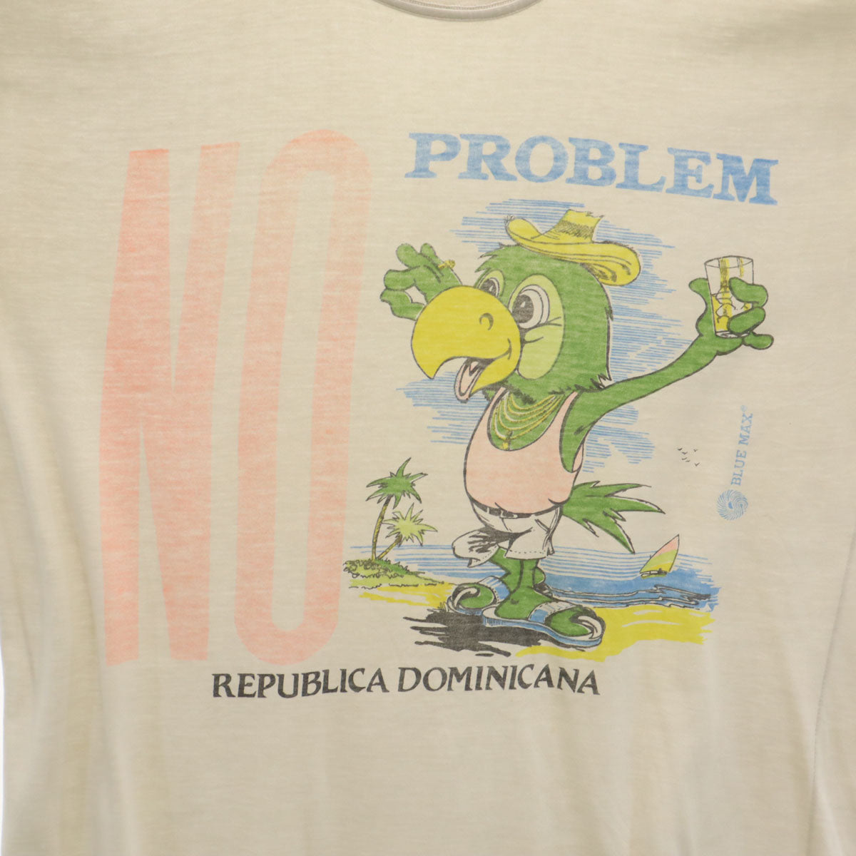 OLD オールド 90s オウム 半袖 シングルステッチ 染み込みプリント Tシャツ ホワイト メンズ