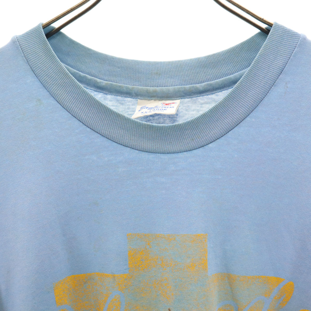 Eagle SPORTSWEAR イーグル スポーツウェア 80s ヴィンテージ USA製 半袖 シングルステッチ ナンバリング Tシャツ XXL ライトブルー メンズ