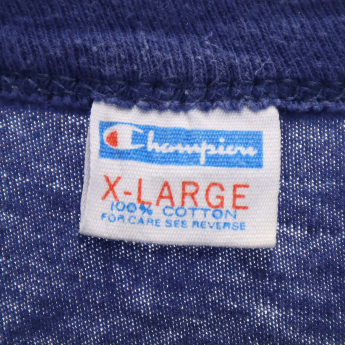Champion チャンピオン 70s ヴィンテージ USA製 バータグ後期 半袖 シングルステッチ カレッジロゴ Tシャツ XL ブルー シッペンズバーグ大学 メンズ